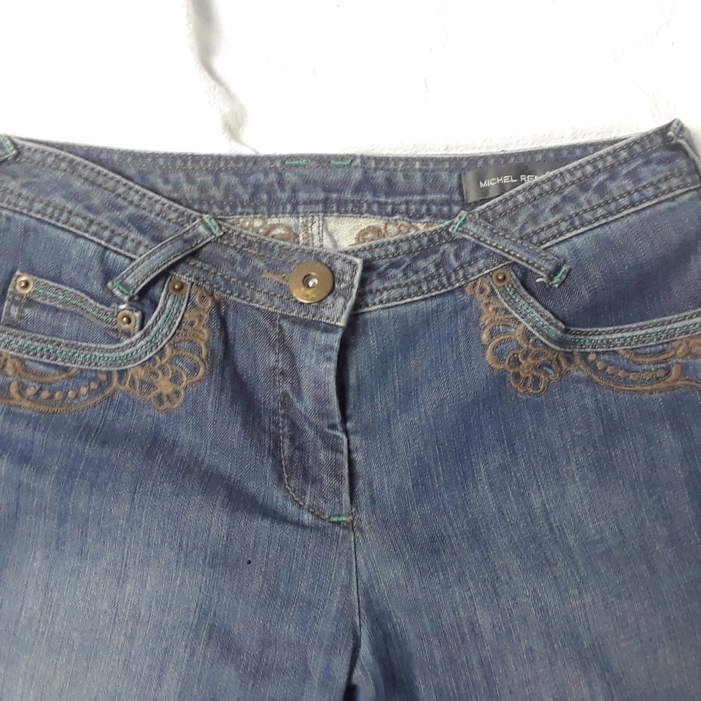 Michel Rene womens blue jeans 28 x 30 embroidered c10